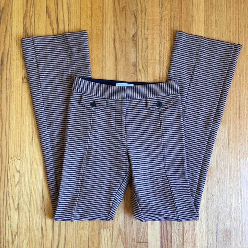 Derek Lam 10 Crosby Plaid Trousers Bootcut Work Pants Brown Stretch Size 2